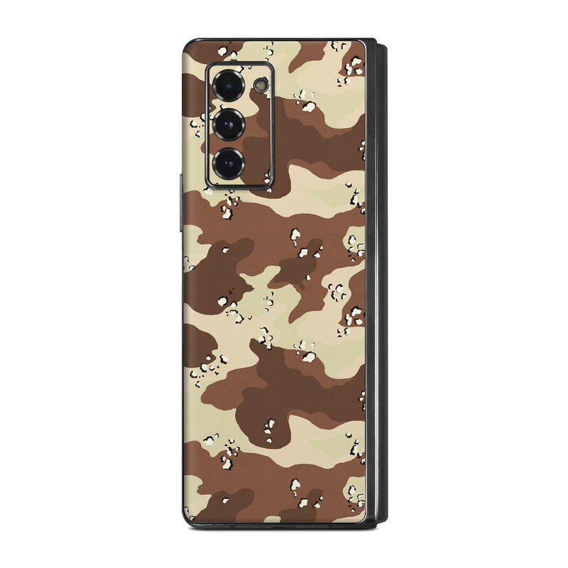 Samsung Galaxy Z Fold2 Skin design of Military camouflage, Brown, Pattern, Design, Camouflage, Textile, Beige, Illustration, Uniform, Metal, with gray, red, black, green colors