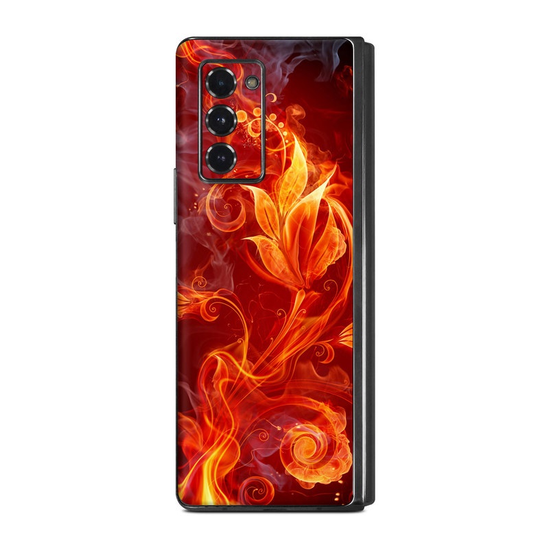 Samsung Galaxy Z Fold2 Skin design of Flame, Fire, Heat, Red, Orange, Fractal art, Graphic design, Geological phenomenon, Design, Organism, with black, red, orange colors