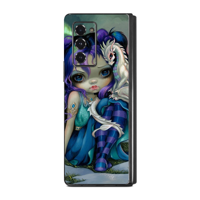 Samsung Galaxy Z Fold2 Skin design of Illustration, Fictional character, Cg artwork, Art, Mythology, Anime, Mythical creature, with green, blue, purple, yellow, red, white colors