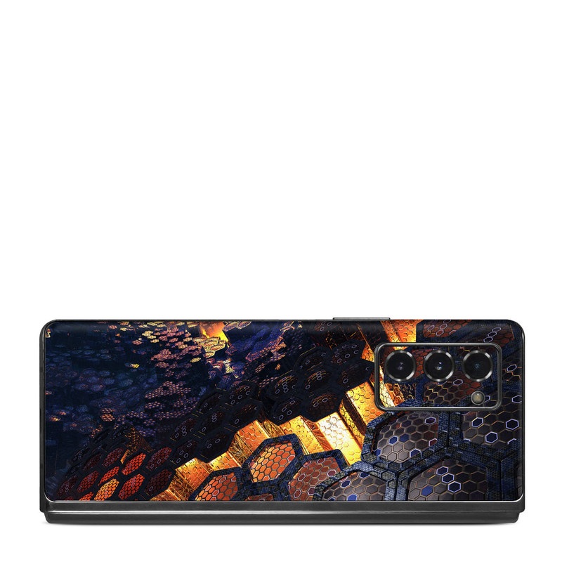 Samsung Galaxy Z Fold2 Skin design of Geological phenomenon, Sky, Water, Cobblestone, Rock, Reflection, Colorfulness, World, Art, with black, red, green colors