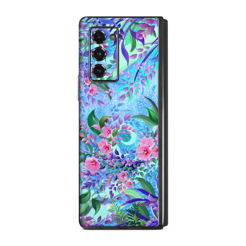 Samsung Galaxy Z Fold2 Skin design of Psychedelic art, Pattern, Lilac, Purple, Art, Pink, Design, Fractal art, Visual arts, Organism, with gray, blue, purple colors