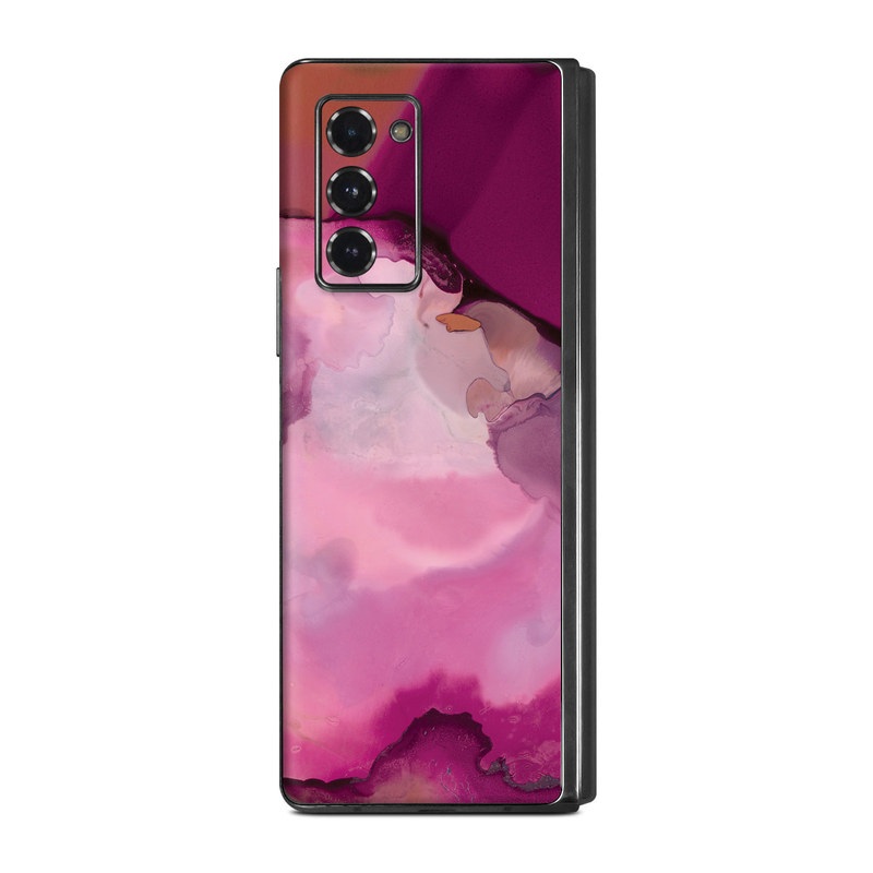 Samsung Galaxy Z Fold2 Skin design of Purple, Pink, Watercolor paint, Magenta, Illustration, Art, with white, red, pink, white colors