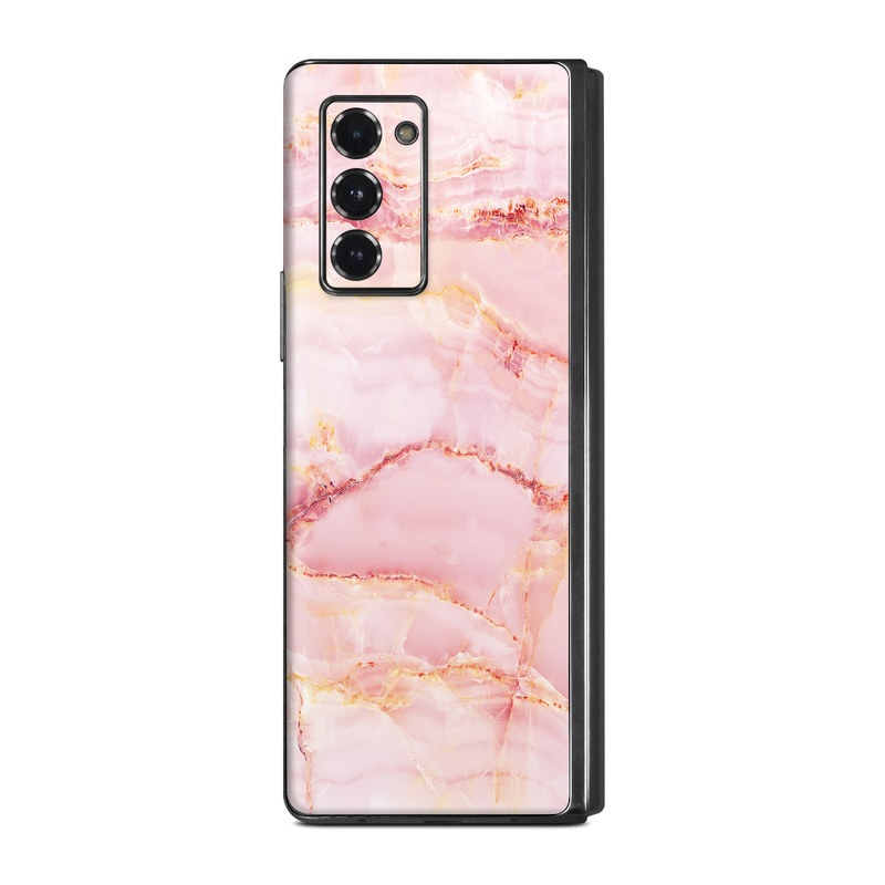 Samsung Galaxy Z Fold2 Skin design of Pink, Peach, with white, pink, red, yellow, orange colors