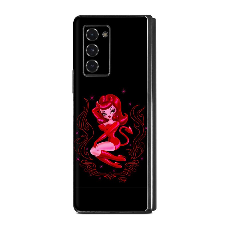 Samsung Galaxy Z Fold2 Skin design of Pink, Illustration, Fictional character, Graphic design, Neon, Magenta, Graphics, Art, with black, red, pink colors