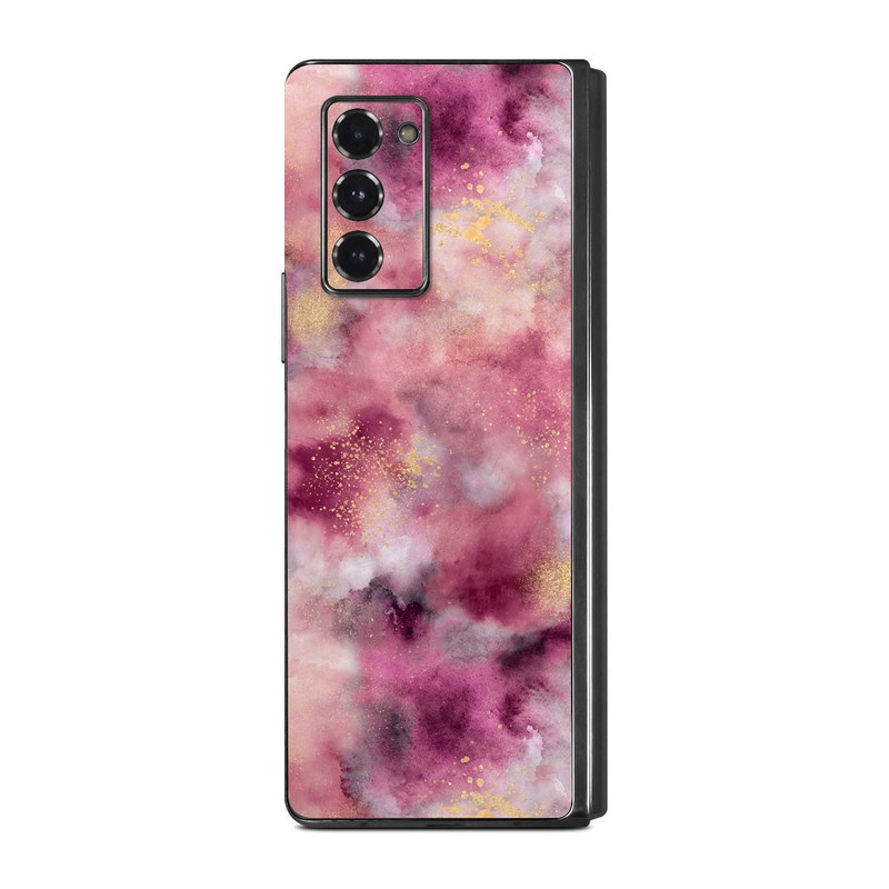 Samsung Galaxy Z Fold2 Skin design of Purple, Pink, Magenta, Pattern, Plant, Art, Flower, Peach, Event, Petal, with white, black, red, purple, yellow, pink colors