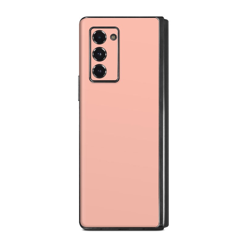 Samsung Galaxy Z Fold2 Skin design of Orange, Pink, Peach, Brown, Red, Yellow, Material property, Font, Beige, with orange, yellow, white colors