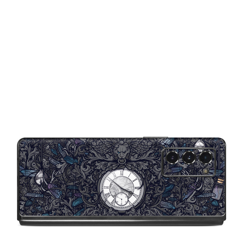 Samsung Galaxy Z Fold2 Skin design of Blue, Pattern, Psychedelic art, Design, Circle, Art, Font, Graphic design, Visual arts, Illustration, with black, gray colors