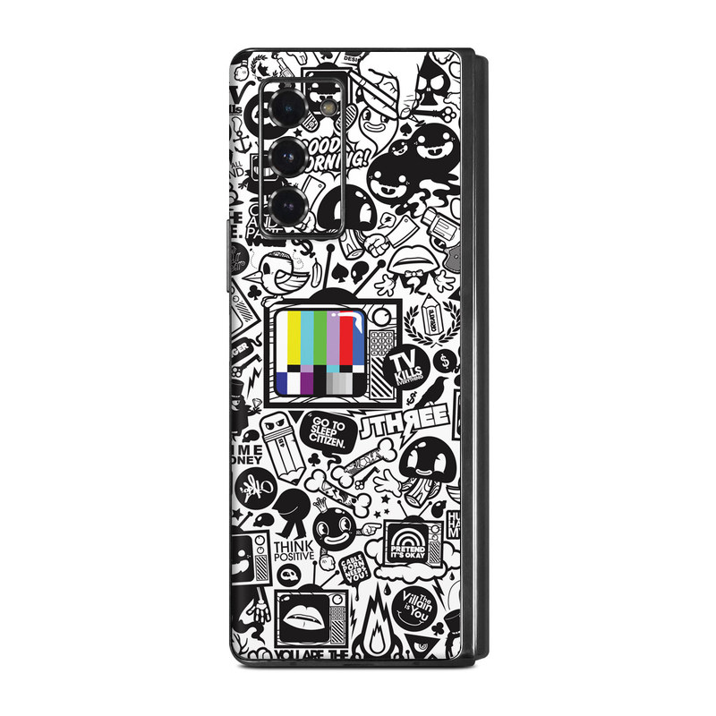Samsung Galaxy Z Fold2 Skin design of Pattern, Drawing, Doodle, Design, Visual arts, Font, Black-and-white, Monochrome, Illustration, Art, with gray, black, white colors