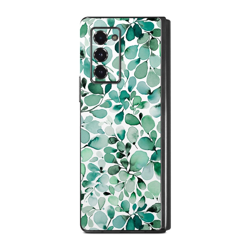 Samsung Galaxy Z Fold2 Skin design of Azure, Line, Aqua, Pattern, Art, Symmetry, Electric blue, Circle, Creative arts, Terrestrial plant, with white, green, black colors