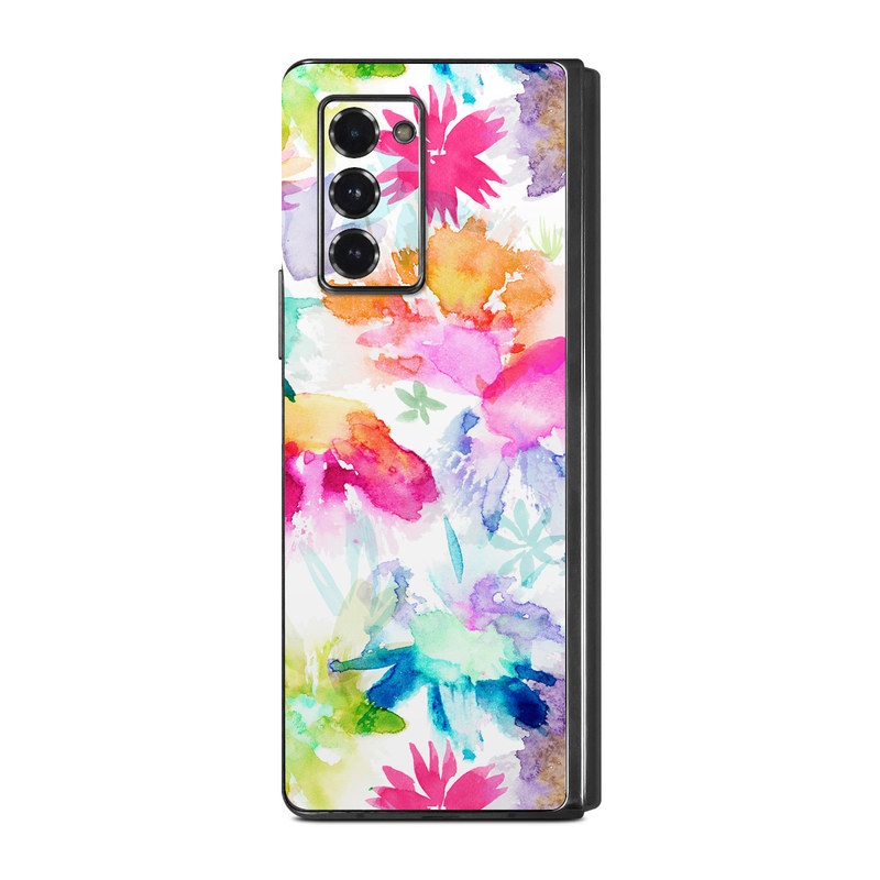 Samsung Galaxy Z Fold2 Skin design of Art paint, Botany, Paint, Petal, Painting, Creative arts, Art, Line, Material property, Pattern, with white, blue, green, red, pink, purple, yellow colors