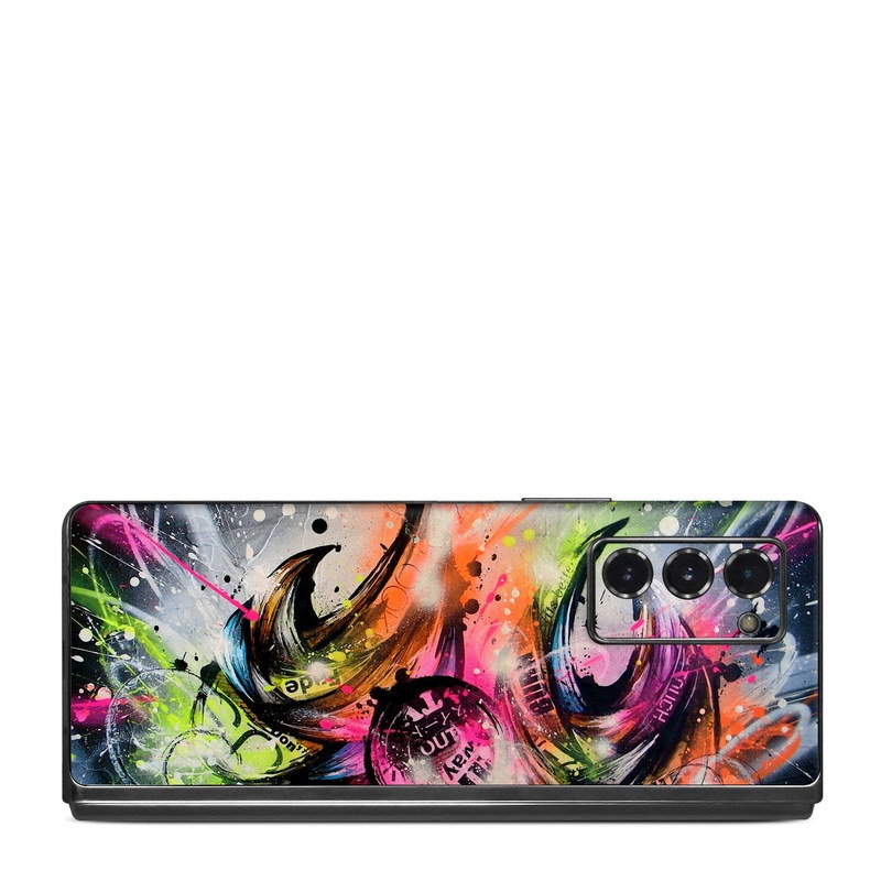 Samsung Galaxy Z Fold2 Skin design of Graphic design, Fractal art, Art, Illustration, Design, Graphics, Cg artwork, Font, Visual arts, Pattern, with black, gray, red, green, purple, blue colors