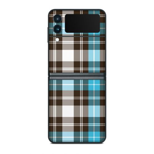 Turquoise Plaid Samsung Galaxy Z Flip3 Skin
