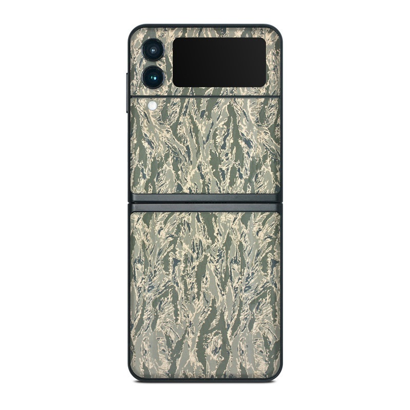 Samsung Galaxy Z Flip3 Skin design of Pattern, Grass, Plant, with gray, green colors