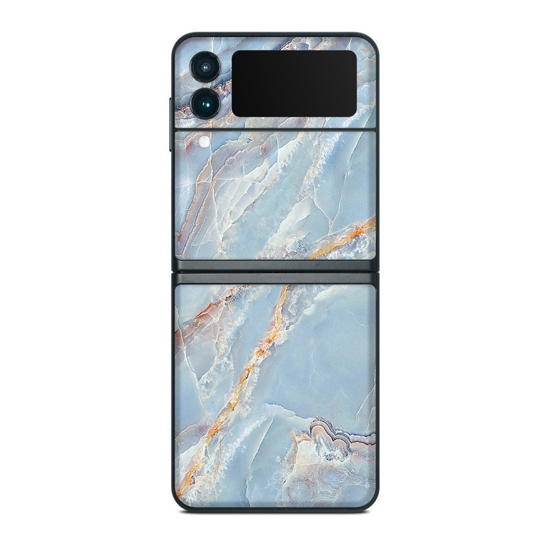 Samsung Galaxy Z Flip3 Skin design of Blue, Azure, Aqua, Onyx, with blue, red, orange, white colors