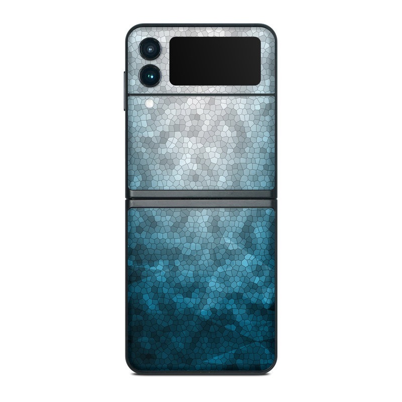 Samsung Galaxy Z Flip3 Skin design of Blue, Aqua, Turquoise, Green, Water, Teal, Sky, Azure, Pattern, Atmosphere, with blue, white, gray colors