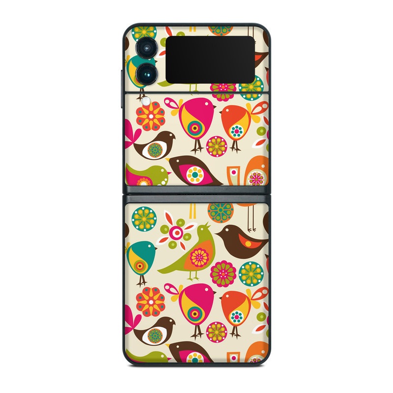 Samsung Galaxy Z Flip3 Skin design of Pattern, Visual arts, Wrapping paper, Design, Clip art, Textile, Motif, Sticker, Graphics, with yellow, pink, orange, green, brown, blue colors