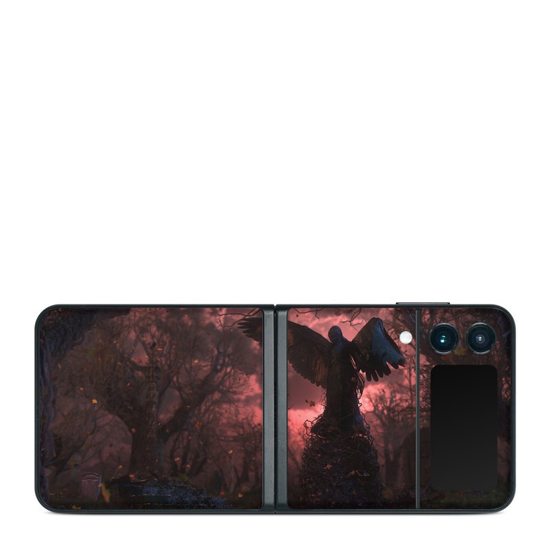 Samsung Galaxy Z Flip3 Skin design of Nature, Sky, Atmospheric phenomenon, Tree, Atmosphere, Darkness, Night, Screenshot, Cg artwork, Fictional character, with black, red colors