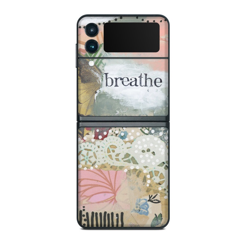Samsung Galaxy Z Flip3 Skin design of Butterfly, Moths and butterflies, Insect, Pollinator, Organism, Illustration, Brush-footed butterfly, Art, Fictional character, Wildflower, with pink, brown, white, black, red, blue, green colors