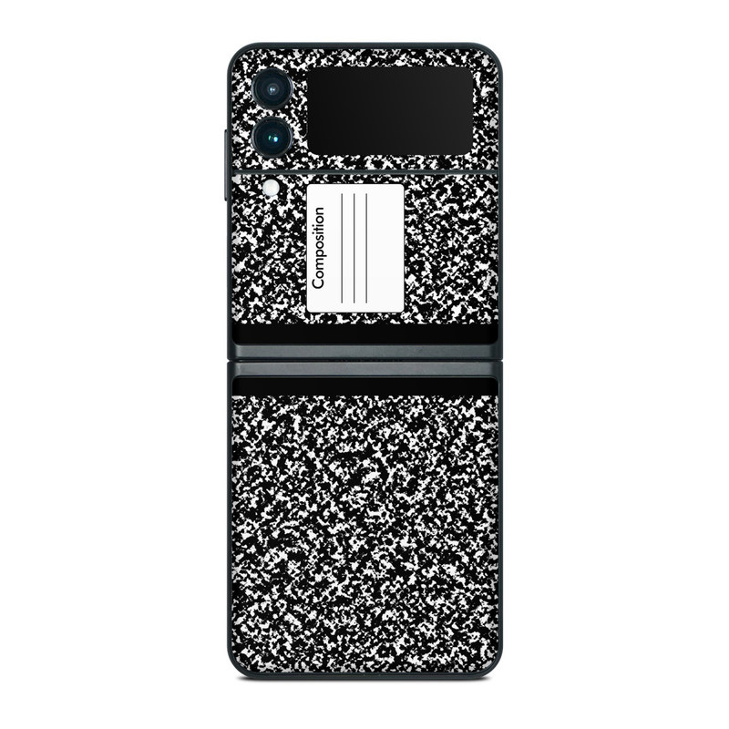 Samsung Galaxy Z Flip3 Skin design of Text, Font, Line, Pattern, Black-and-white, Illustration, with black, gray, white colors