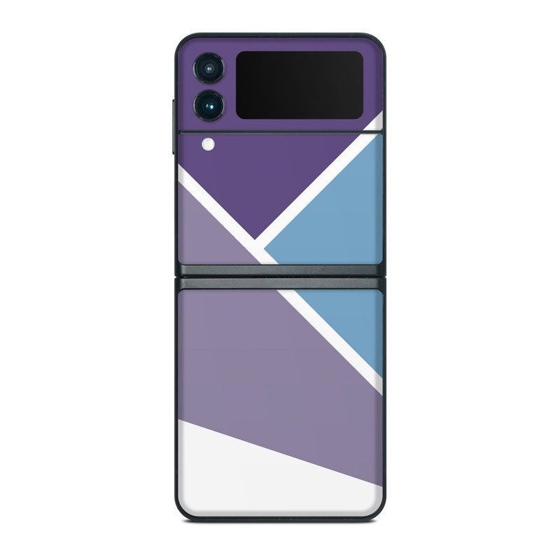 Samsung Galaxy Z Flip3 Skin design of Violet, Purple, Turquoise, Line, Pattern, Design, Graphic design, Font, Triangle, Magenta, with white, blue, purple colors
