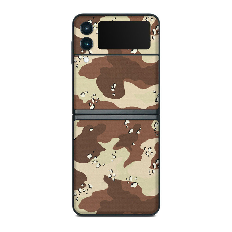 Samsung Galaxy Z Flip3 Skin design of Military camouflage, Brown, Pattern, Design, Camouflage, Textile, Beige, Illustration, Uniform, Metal, with gray, red, black, green colors