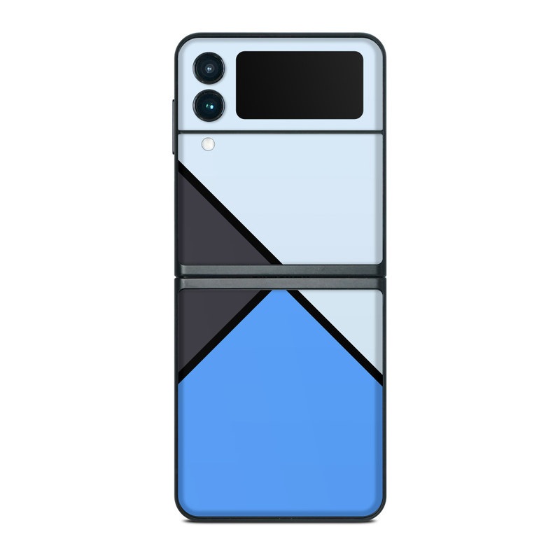 Samsung Galaxy Z Flip3 Skin design of Blue, Line, Cobalt blue, Triangle, Azure, Electric blue, Parallel, Symmetry, Font, with blue, gray, black colors