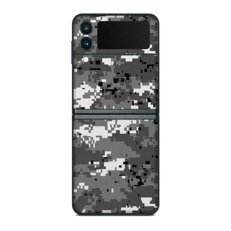 Samsung Galaxy Z Flip3 Skin design of Military camouflage, Pattern, Camouflage, Design, Uniform, Metal, Black-and-white, with black, gray colors
