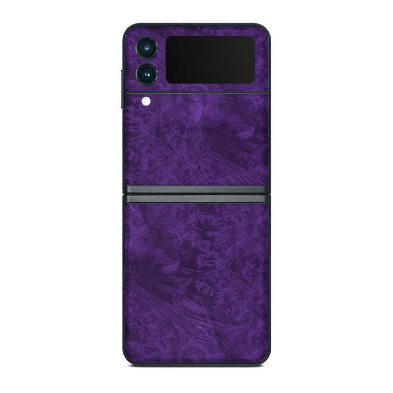 Samsung Galaxy Z Flip3 Skin design of Violet, Purple, Lilac, Pattern, Magenta, Textile, Wallpaper, with black, blue colors