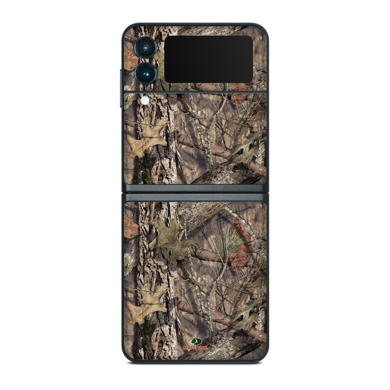 Samsung Galaxy Z Flip3 Skin design of shellbark hickory, Camouflage, Tree, Branch, Trunk, Plant, Leaf, Adaptation, Wood, Twig, with orange, green, red, black, gray colors