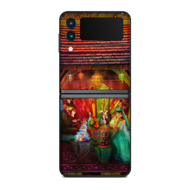 Samsung Galaxy Z Flip3 Skin design of Hindu temple, Temple, Art, Painting, Place of worship, Stage, Fictional character, with black, red, green, blue, gray colors