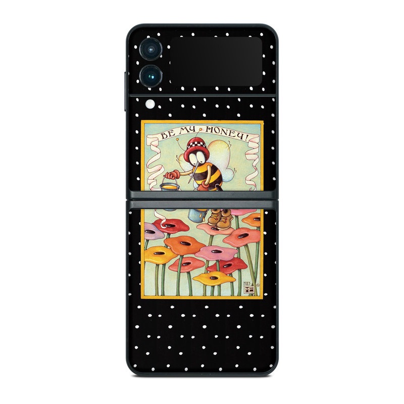 Samsung Galaxy Z Flip3 Skin design of Cartoon, Illustration, Art, with black, white, yellow, orange, pink, red, blue, green colors