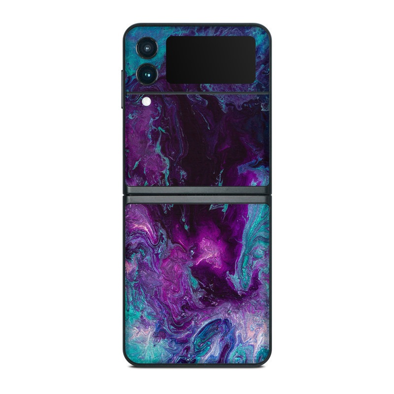 Samsung Galaxy Z Flip3 Skin design of Blue, Purple, Violet, Water, Turquoise, Aqua, Pink, Magenta, Teal, Electric blue, with blue, purple, black colors
