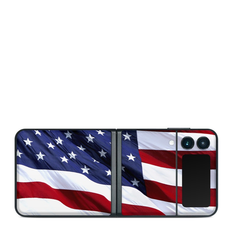 Samsung Galaxy Z Flip3 Skin design of Flag, Flag of the united states, Flag Day (USA), Veterans day, Memorial day, Holiday, Independence day, Event with red, blue, white colors