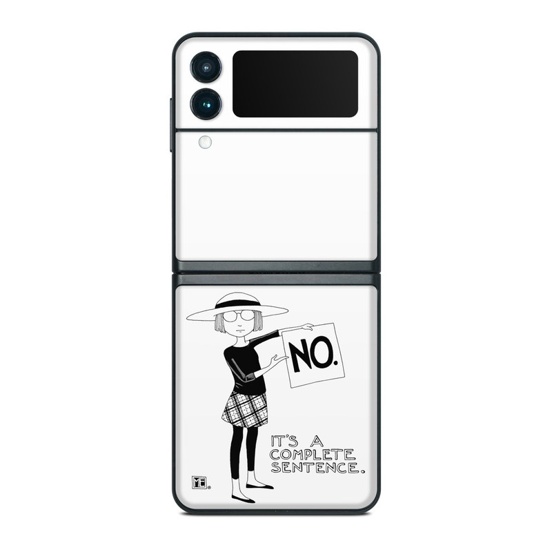 Samsung Galaxy Z Flip3 Skin design of Cartoon, Illustration, Design, Font, Black-and-white, Pattern, Style, with white, black colors