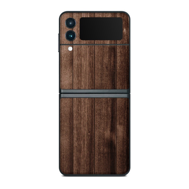 Samsung Galaxy Z Flip3 Skin design of Wood, Wood flooring, Hardwood, Wood stain, Plank, Brown, Floor, Line, Flooring, Pattern, with brown colors