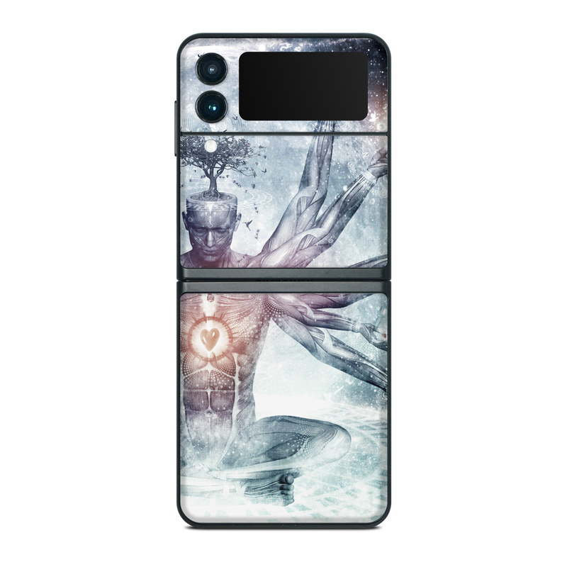 Samsung Galaxy Z Flip3 Skin design of Mythology, Cg artwork, Water, Illustration, Fictional character, Space, Graphics, Art, Graphic design, with blue, red, orange, black, white colors
