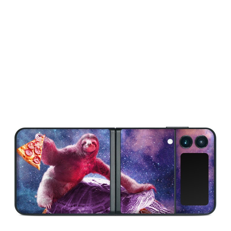 Samsung Galaxy Z Flip3 Skin design of Illustration, Pink, Turtle, Art, Sea turtle, Space, Painting, Fictional character, Tortoise, with black, white, blue, gray, red, yellow colors