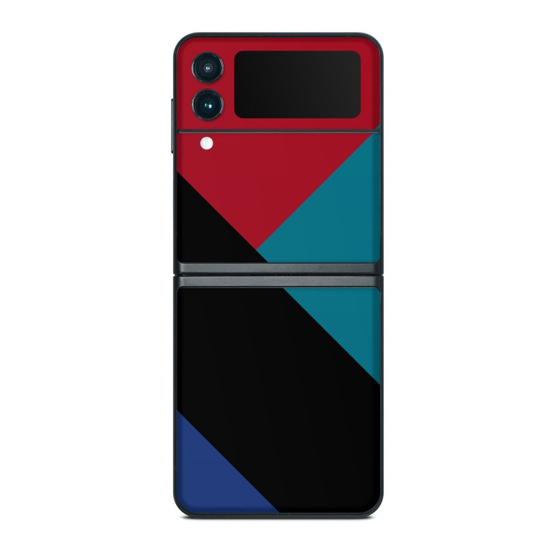 Samsung Galaxy Z Flip3 Skin design of Blue, Green, Turquoise, Azure, Teal, Electric blue, Line, Pattern, Design, Graphic design, with black, blue, red colors