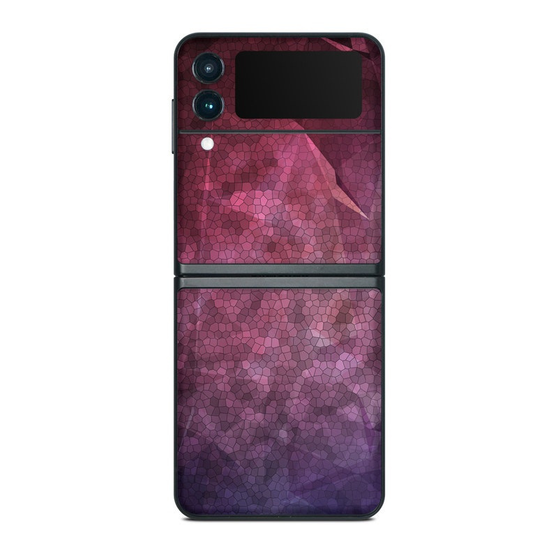 Samsung Galaxy Z Flip3 Skin design of Purple, Sky, Red, Violet, Pink, Pattern, Design, Triangle, Line, Magenta, with black, red, purple, pink, white colors