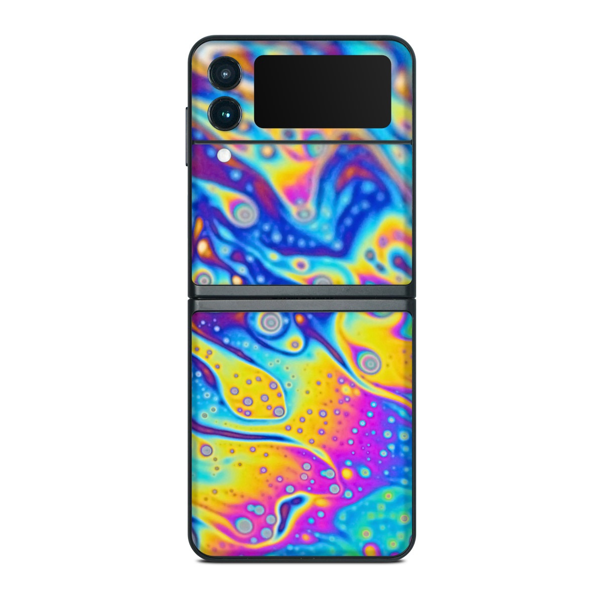 Samsung Galaxy Z Flip3 Skin design of Psychedelic art, Blue, Pattern, Art, Visual arts, Water, Organism, Colorfulness, Design, Textile, with gray, blue, orange, purple, green colors