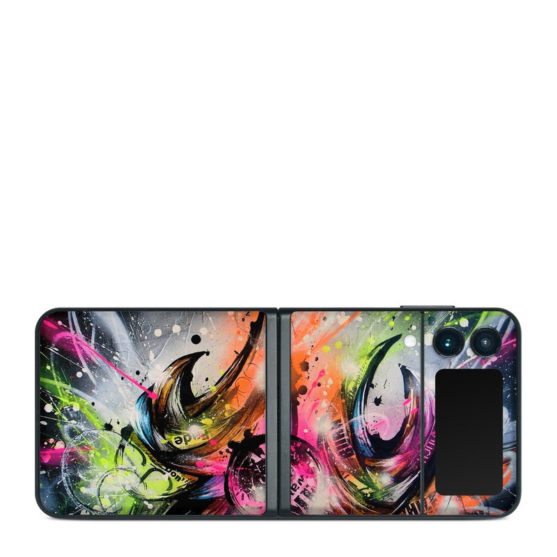 Samsung Galaxy Z Flip3 Skin design of Graphic design, Fractal art, Art, Illustration, Design, Graphics, Cg artwork, Font, Visual arts, Pattern, with black, gray, red, green, purple, blue colors