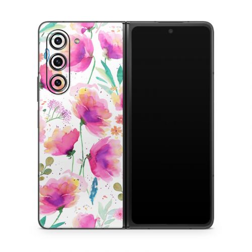 Abstract Pink Poppies Samsung Galaxy Z Fold5 Skin