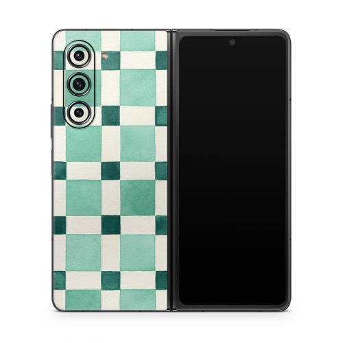 Checker Mosaic Green Samsung Galaxy Z Fold5 Skin