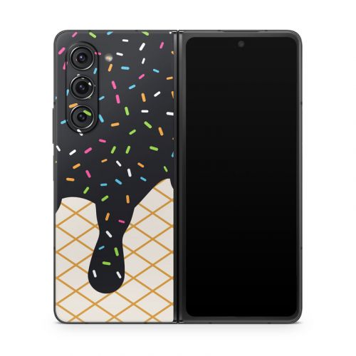 Black Ice Cream Drip Samsung Galaxy Z Fold5 Skin