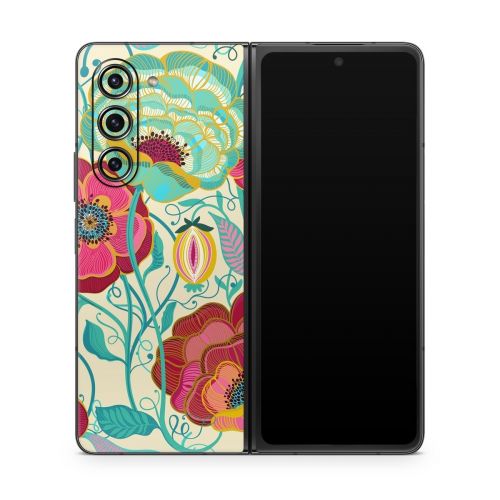 Golden Flowers Samsung Galaxy Z Fold5 Skin