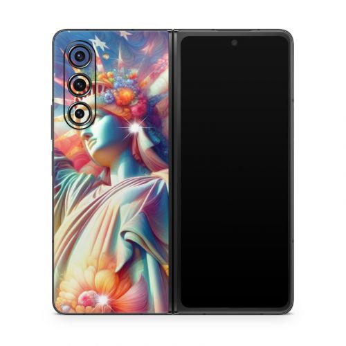 Lady Liberty and Flowers Samsung Galaxy Z Fold5 Skin