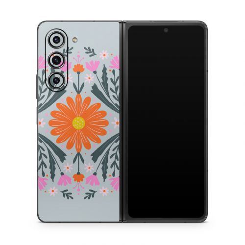 Pink and Orange Flowers Samsung Galaxy Z Fold5 Skin