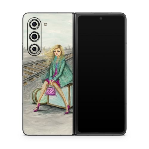 Lulu Waiting by the Train Tracks Samsung Galaxy Z Fold5 Skin
