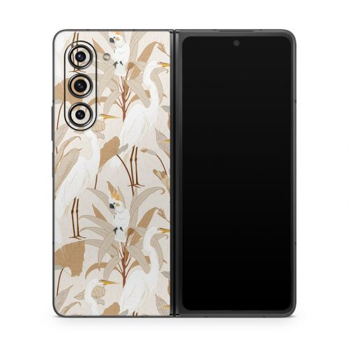 White Cranes Cockatoo Samsung Galaxy Z Fold5 Skin