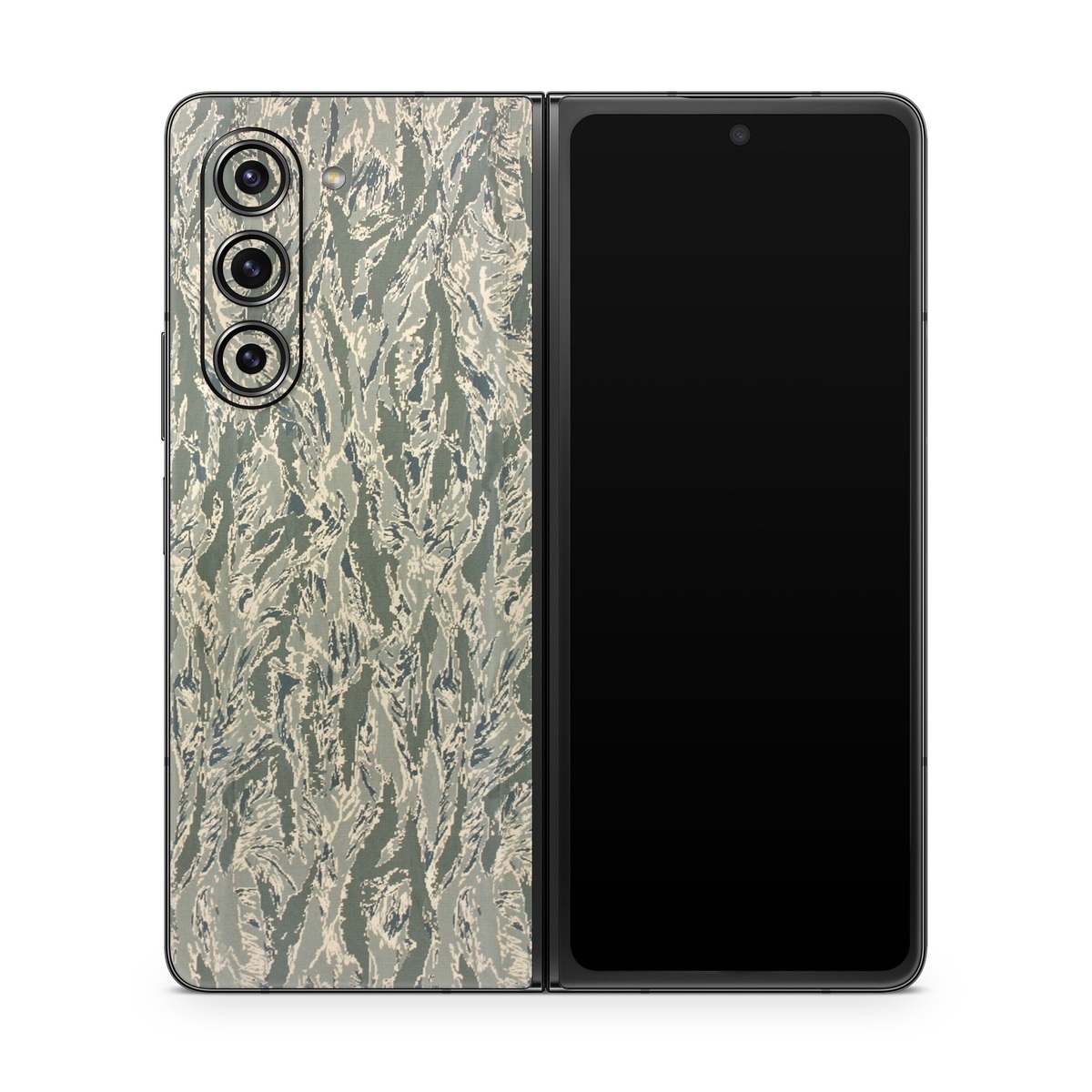 Samsung Galaxy Z Fold5 Skin design of Pattern, Grass, Plant, with gray, green colors
